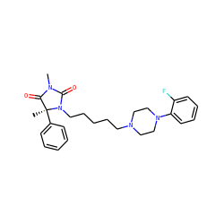 CN1C(=O)N(CCCCCN2CCN(c3ccccc3F)CC2)[C@@](C)(c2ccccc2)C1=O ZINC000169311165