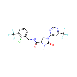 CN1C(=O)N(c2cc(C(F)(F)F)ncn2)C[C@H]1C(=O)NCc1cccc(C(F)(F)F)c1Cl ZINC000095565081