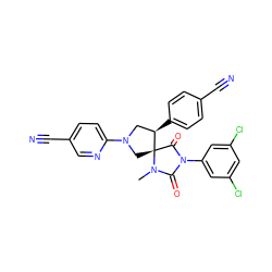 CN1C(=O)N(c2cc(Cl)cc(Cl)c2)C(=O)[C@]12CN(c1ccc(C#N)cn1)C[C@H]2c1ccc(C#N)cc1 ZINC000049784972