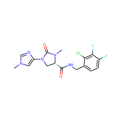 CN1C(=O)N(c2cn(C)cn2)C[C@H]1C(=O)NCc1ccc(F)c(F)c1Cl ZINC000095565328