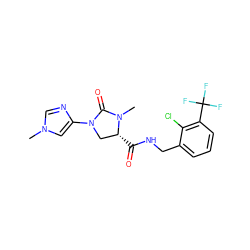 CN1C(=O)N(c2cn(C)cn2)C[C@H]1C(=O)NCc1cccc(C(F)(F)F)c1Cl ZINC000064539341