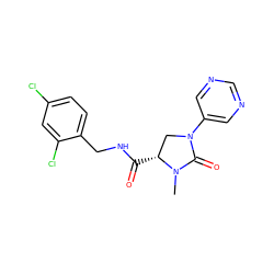 CN1C(=O)N(c2cncnc2)C[C@H]1C(=O)NCc1ccc(Cl)cc1Cl ZINC000095565230