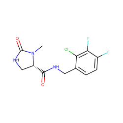 CN1C(=O)NC[C@H]1C(=O)NCc1ccc(F)c(F)c1Cl ZINC000095553090