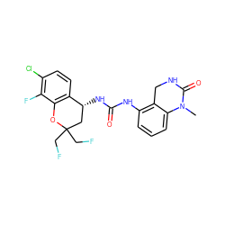 CN1C(=O)NCc2c(NC(=O)N[C@@H]3CC(CF)(CF)Oc4c3ccc(Cl)c4F)cccc21 ZINC000144254745