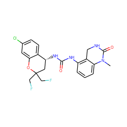 CN1C(=O)NCc2c(NC(=O)N[C@@H]3CC(CF)(CF)Oc4cc(Cl)ccc43)cccc21 ZINC000144420469