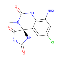 CN1C(=O)Nc2c(N)cc(Cl)cc2[C@@]12NC(=O)NC2=O ZINC000013456034