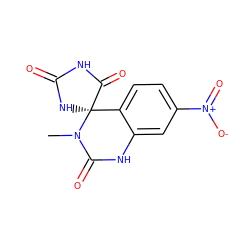 CN1C(=O)Nc2cc([N+](=O)[O-])ccc2[C@@]12NC(=O)NC2=O ZINC000013455968