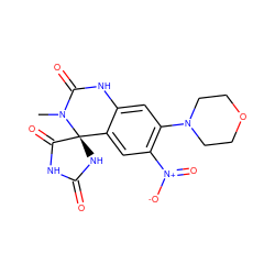 CN1C(=O)Nc2cc(N3CCOCC3)c([N+](=O)[O-])cc2[C@@]12NC(=O)NC2=O ZINC000013456011