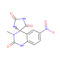 CN1C(=O)Nc2ccc([N+](=O)[O-])cc2[C@@]12NC(=O)NC2=O ZINC000013455902