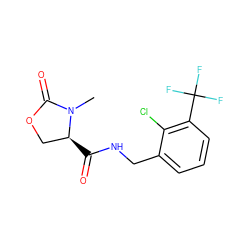 CN1C(=O)OC[C@@H]1C(=O)NCc1cccc(C(F)(F)F)c1Cl ZINC000043199813