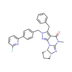 CN1C(=O)c2c(nn(Cc3ccc(-c4cccc(F)n4)cc3)c2Cc2ccccc2)N2C1=N[C@@H]1CCC[C@@H]12 ZINC000653704238