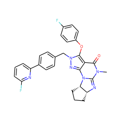 CN1C(=O)c2c(nn(Cc3ccc(-c4cccc(F)n4)cc3)c2Oc2ccc(F)cc2)N2C1=N[C@@H]1CCC[C@@H]12 ZINC000072318674