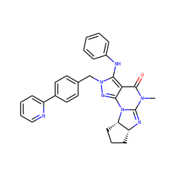 CN1C(=O)c2c(nn(Cc3ccc(-c4ccccn4)cc3)c2Nc2ccccc2)N2C1=N[C@@H]1CCC[C@@H]12 ZINC000114562382