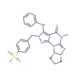 CN1C(=O)c2c(nn(Cc3ccc(S(C)(=O)=O)cc3)c2Nc2ccccc2)N2C1=N[C@@H]1CCC[C@@H]12 ZINC000136032075