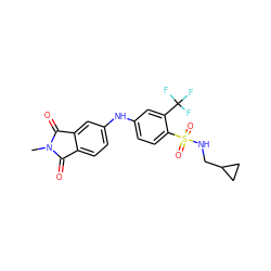 CN1C(=O)c2ccc(Nc3ccc(S(=O)(=O)NCC4CC4)c(C(F)(F)F)c3)cc2C1=O ZINC000145135480