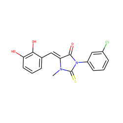 CN1C(=S)N(c2cccc(Cl)c2)C(=O)/C1=C/c1cccc(O)c1O ZINC000653840647