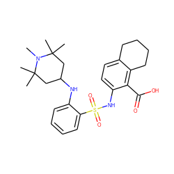 CN1C(C)(C)CC(Nc2ccccc2S(=O)(=O)Nc2ccc3c(c2C(=O)O)CCCC3)CC1(C)C ZINC000014964504