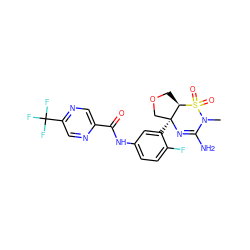 CN1C(N)=N[C@@]2(c3cc(NC(=O)c4cnc(C(F)(F)F)cn4)ccc3F)COC[C@H]2S1(=O)=O ZINC000205399737