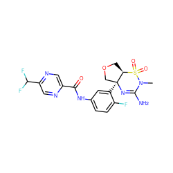 CN1C(N)=N[C@@]2(c3cc(NC(=O)c4cnc(C(F)F)cn4)ccc3F)COC[C@H]2S1(=O)=O ZINC000169335896