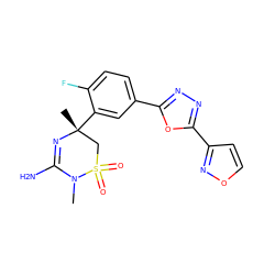 CN1C(N)=N[C@](C)(c2cc(-c3nnc(-c4ccon4)o3)ccc2F)CS1(=O)=O ZINC000209043646