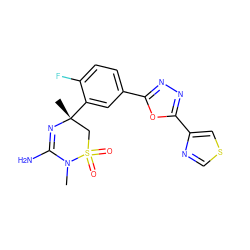 CN1C(N)=N[C@](C)(c2cc(-c3nnc(-c4cscn4)o3)ccc2F)CS1(=O)=O ZINC000209036061