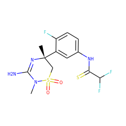 CN1C(N)=N[C@](C)(c2cc(NC(=S)C(F)F)ccc2F)CS1(=O)=O ZINC000209483893