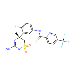 CN1C(N)=N[C@](C)(c2cc(NC(=S)c3ccc(C(F)(F)F)cn3)ccc2F)CS1(=O)=O ZINC000209483936