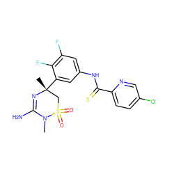 CN1C(N)=N[C@](C)(c2cc(NC(=S)c3ccc(Cl)cn3)cc(F)c2F)CS1(=O)=O ZINC000209494791