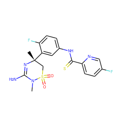 CN1C(N)=N[C@](C)(c2cc(NC(=S)c3ccc(F)cn3)ccc2F)CS1(=O)=O ZINC000209483982