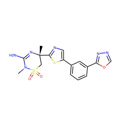 CN1C(N)=N[C@](C)(c2ncc(-c3cccc(-c4nnco4)c3)s2)CS1(=O)=O ZINC000219680453