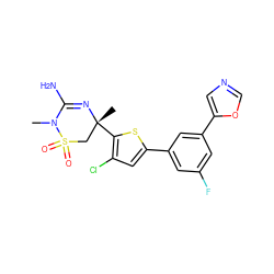 CN1C(N)=N[C@](C)(c2sc(-c3cc(F)cc(-c4cnco4)c3)cc2Cl)CS1(=O)=O ZINC000219675677