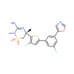 CN1C(N)=N[C@](C)(c2sc(-c3cc(F)cc(-c4cnco4)c3)cc2F)CS1(=O)=O ZINC000219680293