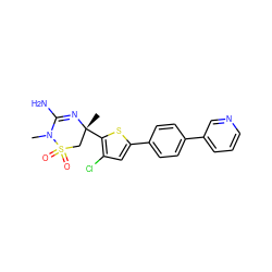 CN1C(N)=N[C@](C)(c2sc(-c3ccc(-c4cccnc4)cc3)cc2Cl)CS1(=O)=O ZINC000219600789