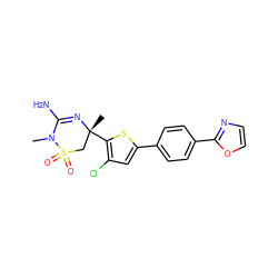 CN1C(N)=N[C@](C)(c2sc(-c3ccc(-c4ncco4)cc3)cc2Cl)CS1(=O)=O ZINC000219607800