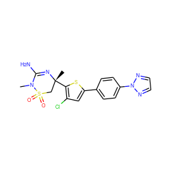 CN1C(N)=N[C@](C)(c2sc(-c3ccc(-n4nccn4)cc3)cc2Cl)CS1(=O)=O ZINC000219607703