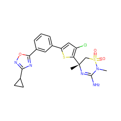 CN1C(N)=N[C@](C)(c2sc(-c3cccc(-c4nc(C5CC5)no4)c3)cc2Cl)CS1(=O)=O ZINC000219693071