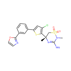 CN1C(N)=N[C@](C)(c2sc(-c3cccc(-c4ncco4)c3)cc2Cl)CS1(=O)=O ZINC000219661374