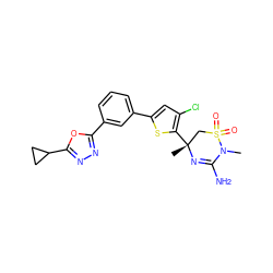 CN1C(N)=N[C@](C)(c2sc(-c3cccc(-c4nnc(C5CC5)o4)c3)cc2Cl)CS1(=O)=O ZINC000219675155