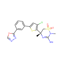 CN1C(N)=N[C@](C)(c2sc(-c3cccc(-c4nnco4)c3)cc2Cl)CS1(=O)=O ZINC000219654307