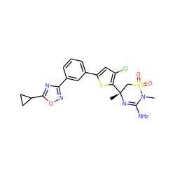 CN1C(N)=N[C@](C)(c2sc(-c3cccc(-c4noc(C5CC5)n4)c3)cc2Cl)CS1(=O)=O ZINC000209092191