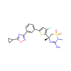 CN1C(N)=N[C@](C)(c2sc(-c3cccc(-c4noc(C5CC5)n4)c3)cc2F)CS1(=O)=O ZINC000219700314