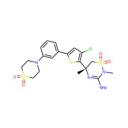 CN1C(N)=N[C@](C)(c2sc(-c3cccc(N4CCS(=O)(=O)CC4)c3)cc2Cl)CS1(=O)=O ZINC000219600567