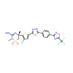 CN1C(N)=N[C@](C)(c2sc(-c3nnc(-c4ccc(-c5noc(C(F)(F)F)n5)cc4)o3)cc2Cl)CS1(=O)=O ZINC000208963883