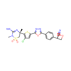 CN1C(N)=N[C@](C)(c2sc(-c3nnc(-c4ccc(C5(C#N)COC5)cc4)o3)cc2Cl)CS1(=O)=O ZINC000208950690