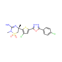 CN1C(N)=N[C@](C)(c2sc(-c3nnc(-c4ccc(Cl)cc4)o3)cc2Cl)CS1(=O)=O ZINC000208993123