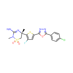 CN1C(N)=N[C@](C)(c2sc(-c3nnc(-c4ccc(Cl)cc4)o3)cc2F)CS1(=O)=O ZINC000209000080