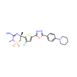 CN1C(N)=N[C@](C)(c2sc(-c3nnc(-c4ccc(N5CCCCC5)cc4)o3)cc2Cl)CS1(=O)=O ZINC000208950822