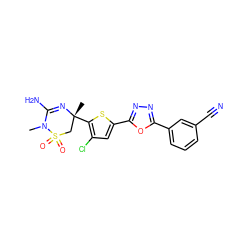 CN1C(N)=N[C@](C)(c2sc(-c3nnc(-c4cccc(C#N)c4)o3)cc2Cl)CS1(=O)=O ZINC000209015059