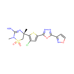 CN1C(N)=N[C@](C)(c2sc(-c3nnc(-c4ccon4)o3)cc2Cl)CS1(=O)=O ZINC000209029257