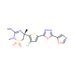 CN1C(N)=N[C@](C)(c2sc(-c3nnc(-c4cnco4)o3)cc2Cl)CS1(=O)=O ZINC000209022173